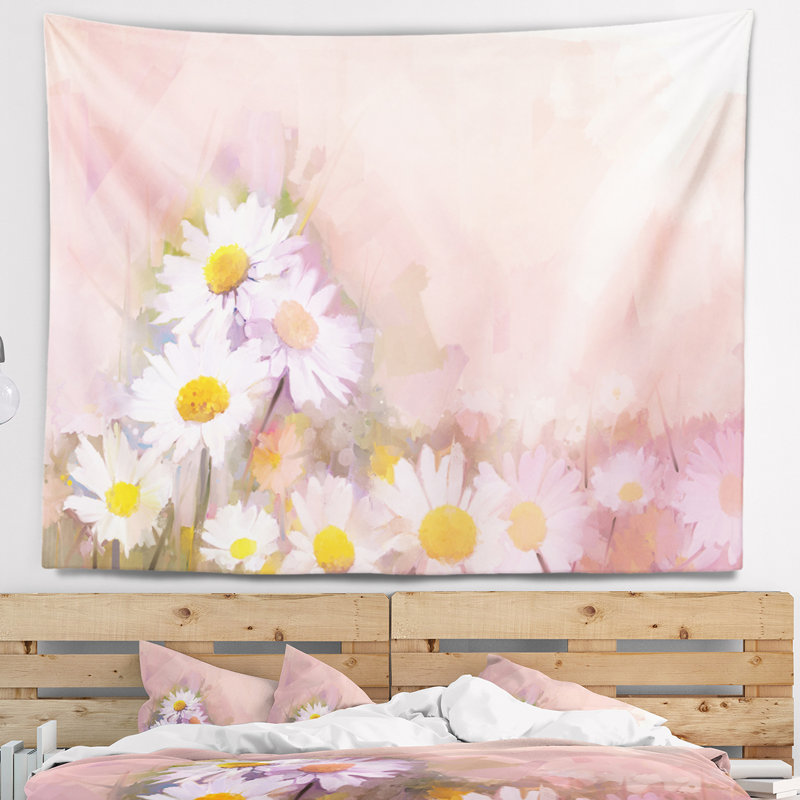 Tapisserie à dossier à couleur douce gerbera floral, H 50 po x l 60 po