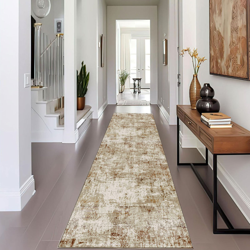 Sarah Modern Abstract Machine Washable Area Rug With Non-Slip Backing, Runner 2' x 8'