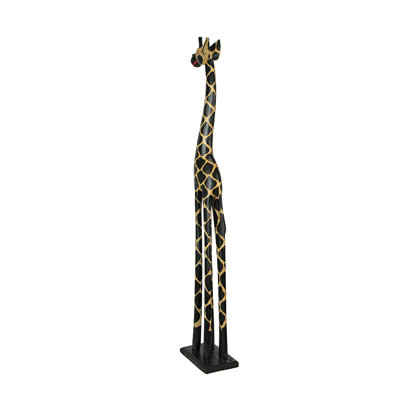 36 Inch Hand Carved Wooden Giraffe Sculpture Safari Home Decor Figurine Statue
