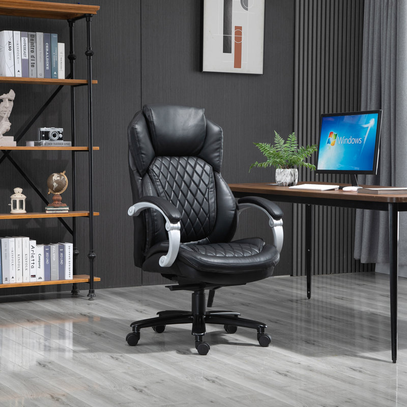 Dominiqua Executive Chair with Headrest, Black/Silver