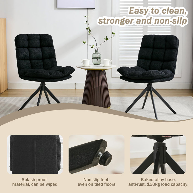 Gennadiy 55 cm H Upholstered Dining Chair, Black