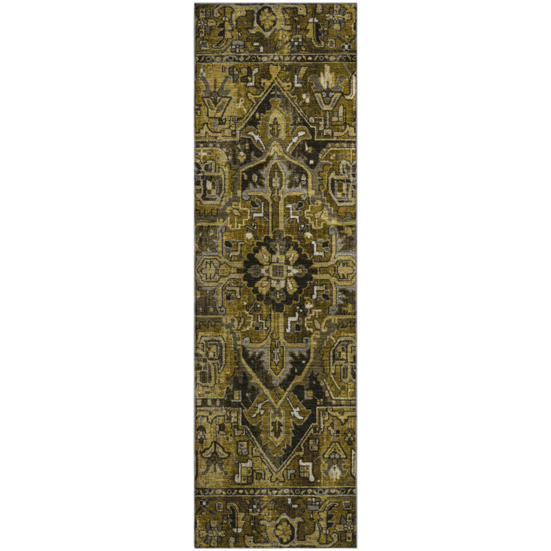 Premium Machine Washable Cerrito AMF570 Brown Rug, Runner 2'3" x 7'6"