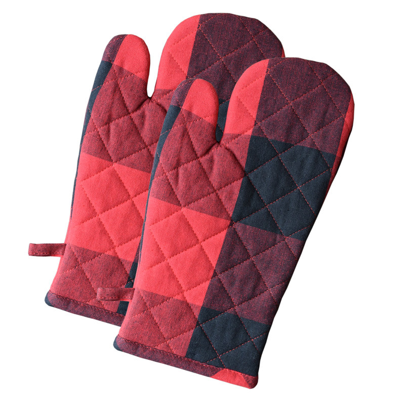 FabStyles Checkered Cotton Oven Mitt Set