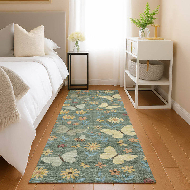 Machine Washable Indoor/Outdoor Chantille ACN2618 Kids Rug, Basil, 2'3" x 7'6" Runner