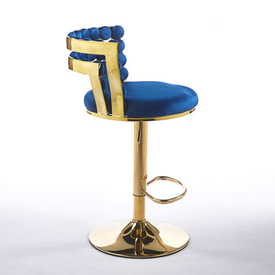Modern Bar Chair(Set Of 2 ) With Golden Color Iron Tube Legs