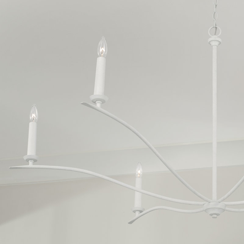 Ensley 6 - Light Steel Dimmable Chandelier, Textured White