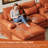 5 Piece U Shape Sectional Sofa Cloud Couch Double Chaise Sectional Couch with Console-685234340