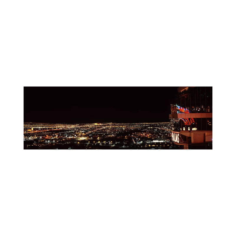 Hotel Lit Up At Night, Palms Casino Resort, Las Vegas, Nevada, USA 2010 - Wrapped Canvas Panoramic Print