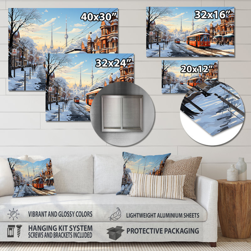 Toronto City In Winter I - City Toronto, art mural en métal MT136483, H 30 po x l 40 po x P 1,5 po