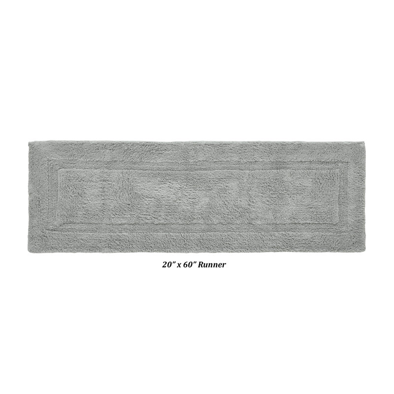 Rozanne Reversible Cotton Bath Rug, Silver, 20" x 60" Runner