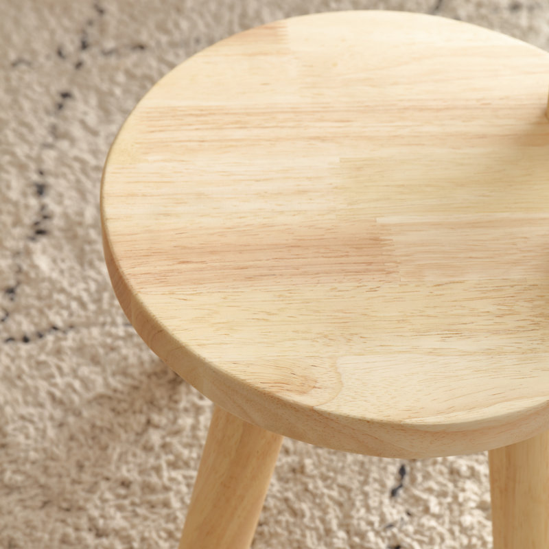 Tabouret de lapin en bois massif avec dossier d'oreille, Bois