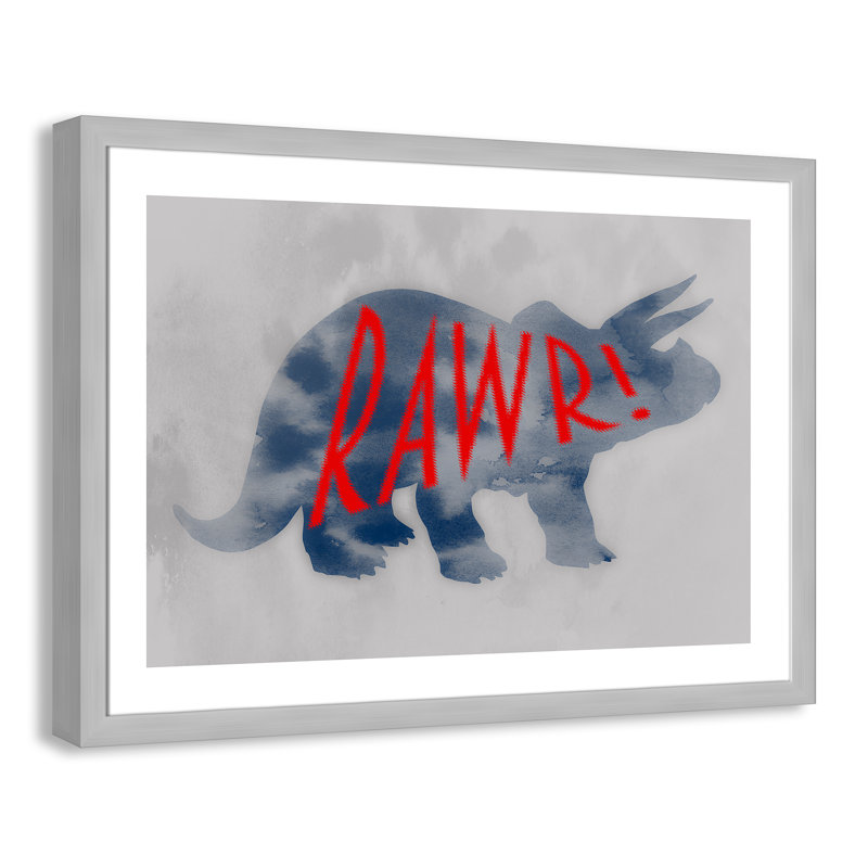 Dino Rawr Art, H 24,5 po x l 34,5 po x P 0,6 po, Encadré plat argent