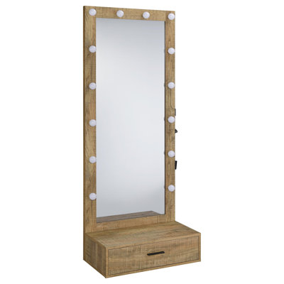 Miroir de plancher lumineux pleine grandeur 1 tiroir Spector Mango