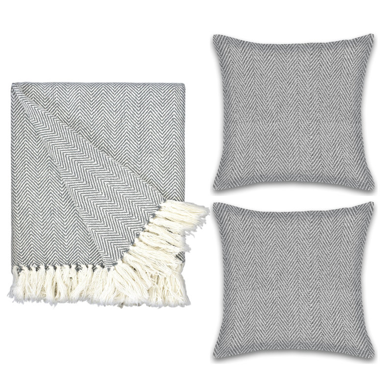 Jeté en coton Fowlkes, Gris