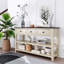 Console au design rétro, avec deux tablettes ouvertes, structure en bois de pin massif et pieds pour le salon-499004935