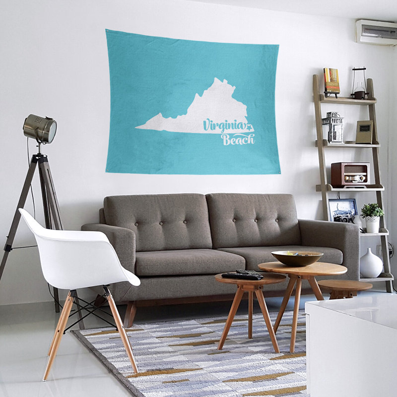 Tapisserie de Virginia Beach, H 27,5 po x l 37,5 po, Bleu sarcelle