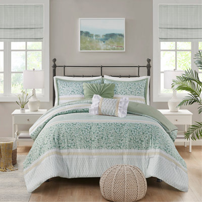 Ensemble d'édredon 5 pièces pour lit double / grand avec coussins décoratifs
