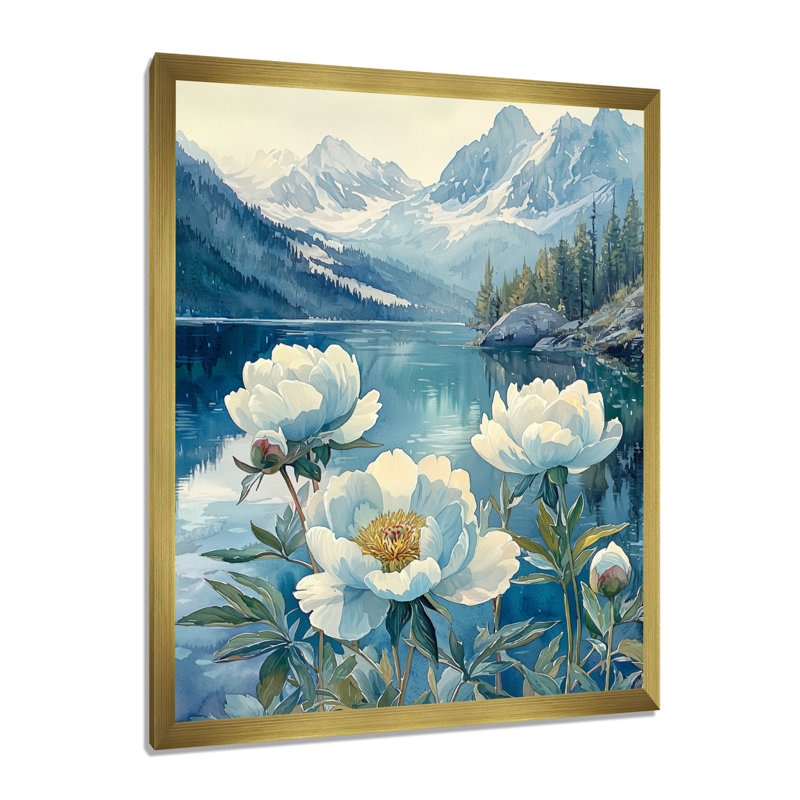 Carnahagh - Floral Wall Art, H 32 po x l 24 po, Reproduction encadrée d'une seule photo, Doré