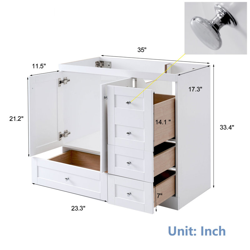 Meuble-lavabo 35 po sans comptoir, Blanc