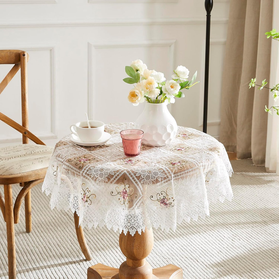 Jonilee Round Floral Lace Tablecloth House of Hampton® 