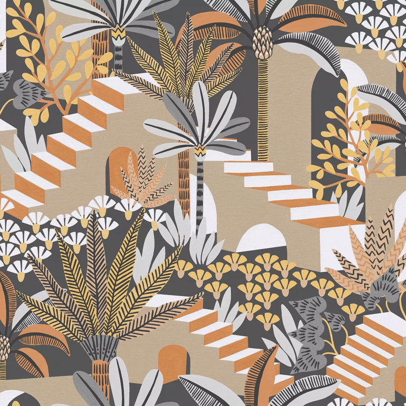 Envy Vacay Floral Wallpaper, Beige