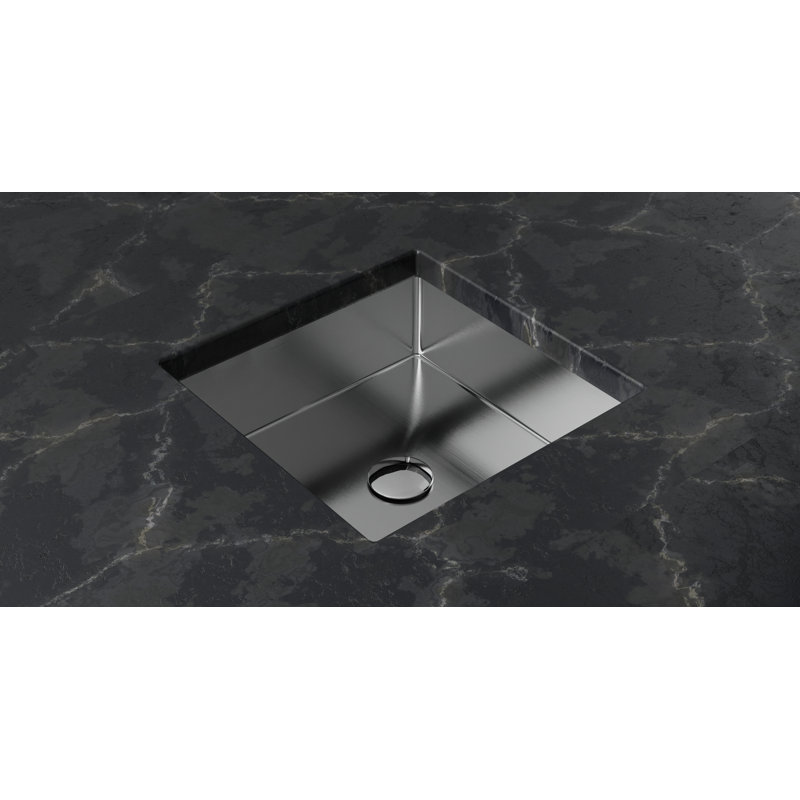 Lavabo de salle de bain encastrable en acier inoxydable 15,75 "x 15,75" Badeloft ES-UB-02-BS, Acier brossé