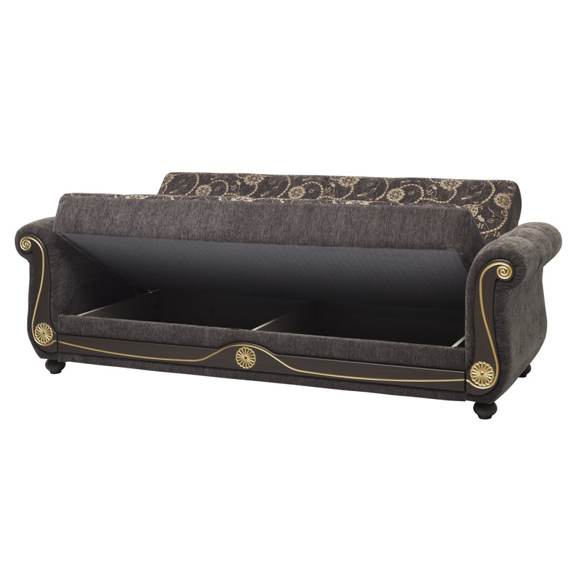 Gray Twin Fabric Sofa Bed with Hidden Storage