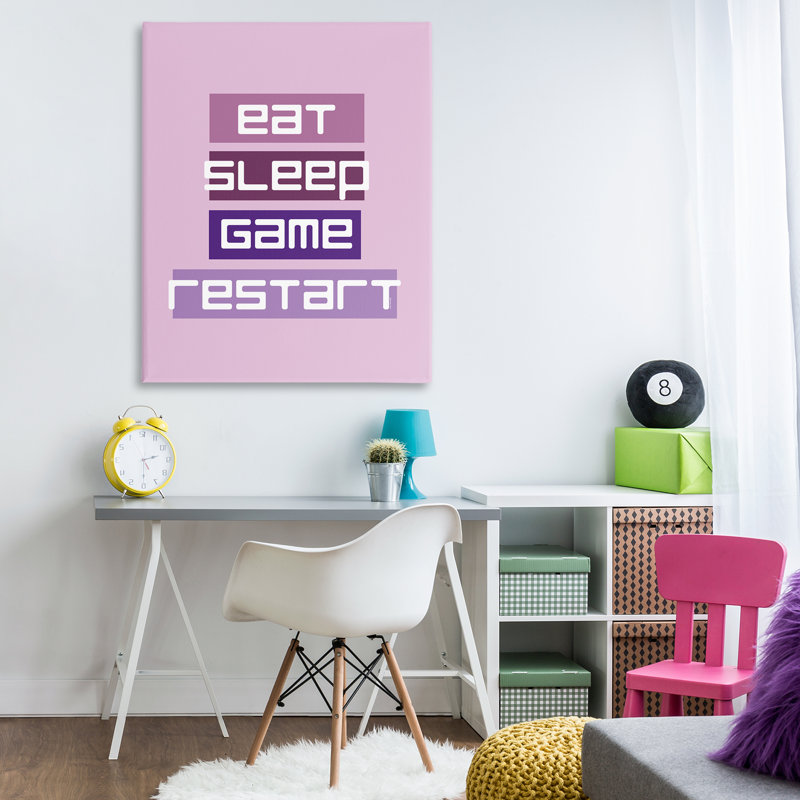 «Eat Sleep Game Restart Canvas», design par Yass Naffas Designs, H 48 po x l 36 po
