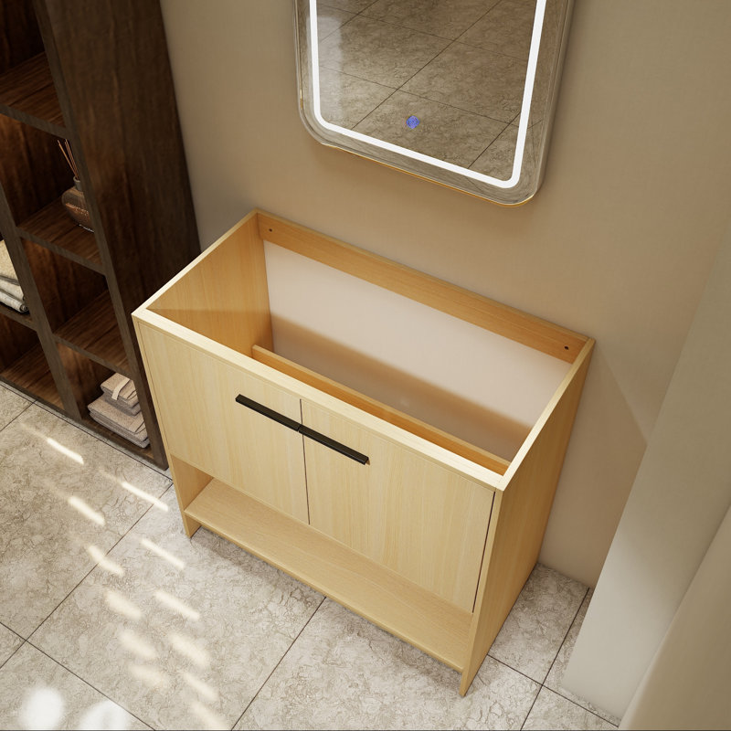 Base de meuble-lavabo sur pied 36 po avec deux portes 36 po, Naturel