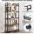 5-Tier Rustic Brown Industrial Metal Bookshelf Unit