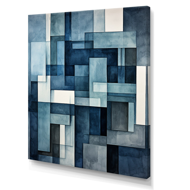 Indigo Illusion Abstract Shapes Canvas Wall Art
