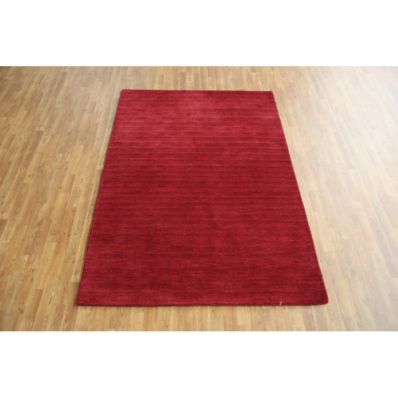 Solid Red Gabbeh Indian Area Rug