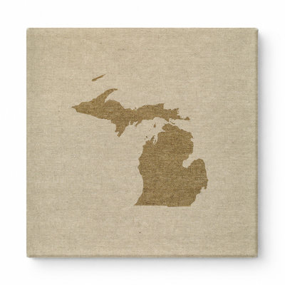 Michigan State Silhouette — Square Canvas Wall Art