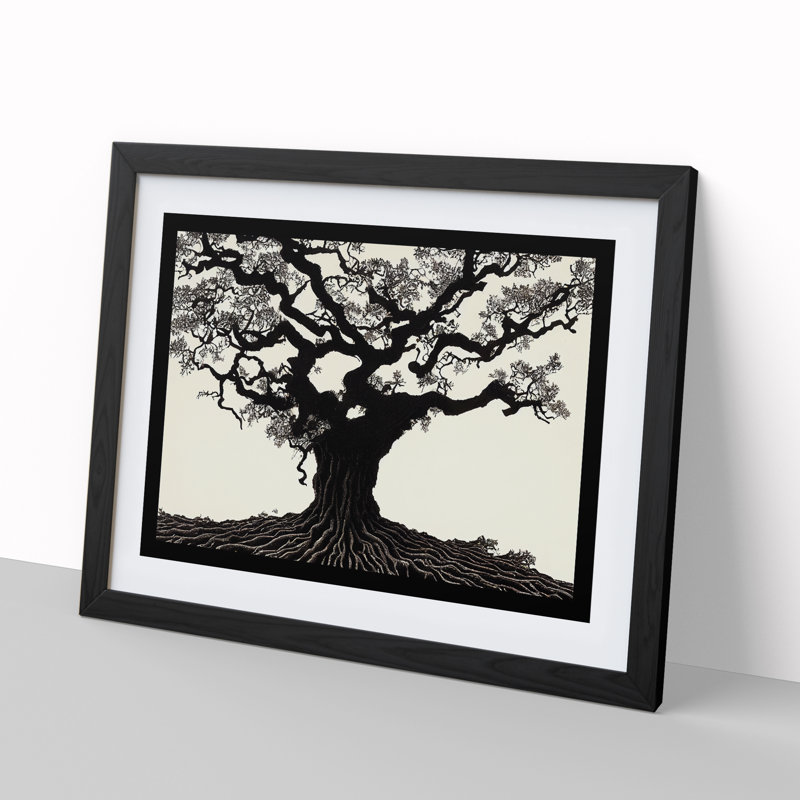 Cosmopolitan Oak Tree - Framed Print, Black Framed, 46cm H x 64cm W x 2cm D