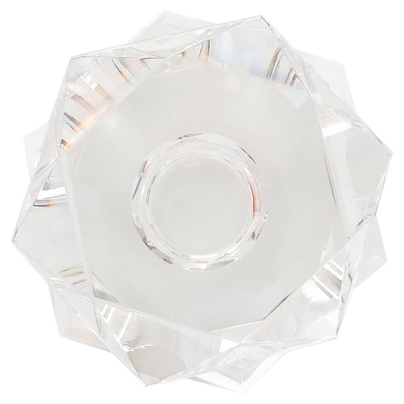 Faceted Crystal Tabletop Candlestick, 6.50" H x 3.75" W x 3.75" D