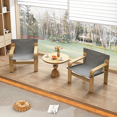 Accent Chair, Lounge Chair Linen Fabric Armchair & Solid Wood Frame(Only have a Accent Chair)