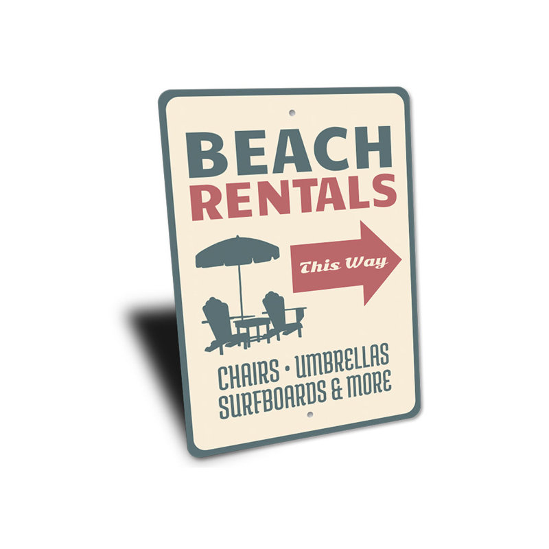 Enseigne de plage en aluminium, H 14 po x l 10 po x P 0,04 po