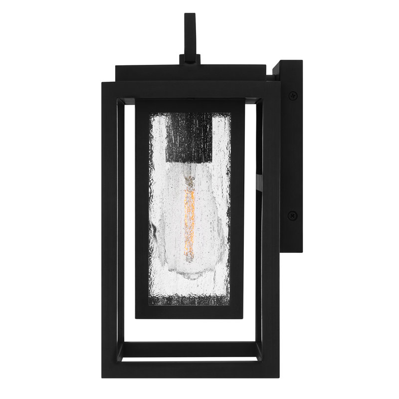 Medium Wall Mount Lantern, Black, 12" H x 7" W x 6.75" D