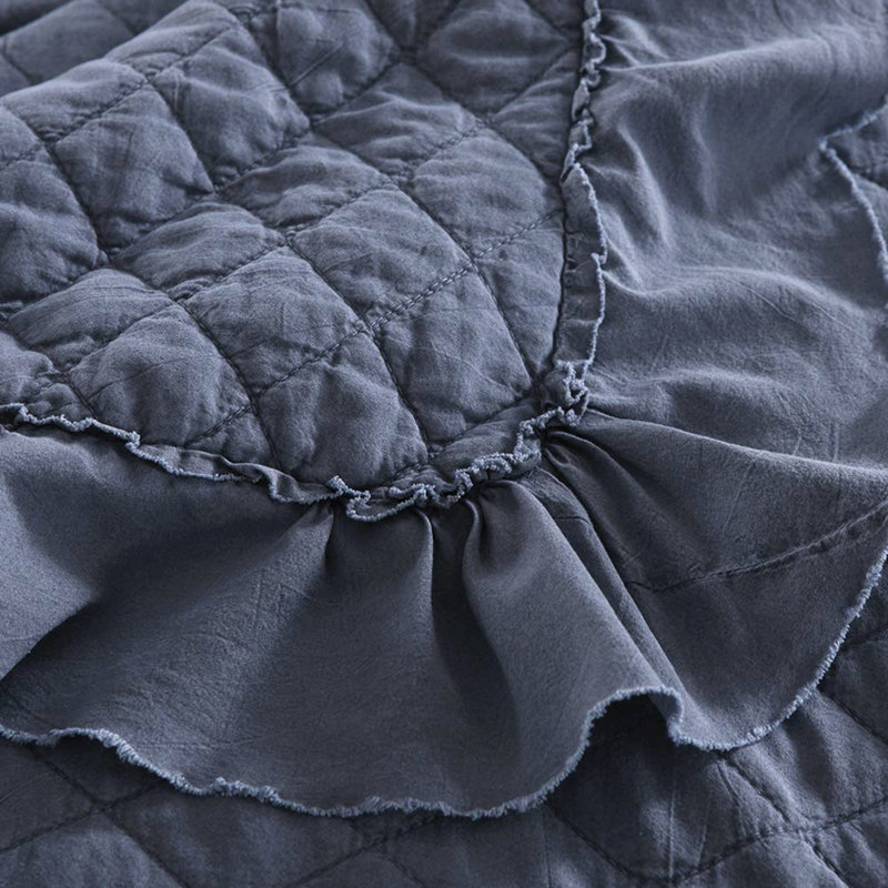 Ensemble de courtepointe en microfibre 3 pièces South Loop, Bleu foncé, Courtepointe très grand + 2 couvre-oreillers stan