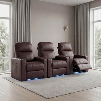 Randal Luxury Zero Gravity Power Home Theater Seating Recliner For Media Room, Gaming Room, Or Living Room, Cat-Scratch-Resistant Faux Leather With 7-Color Ambient LED Lighting, USB & Type-C Charging