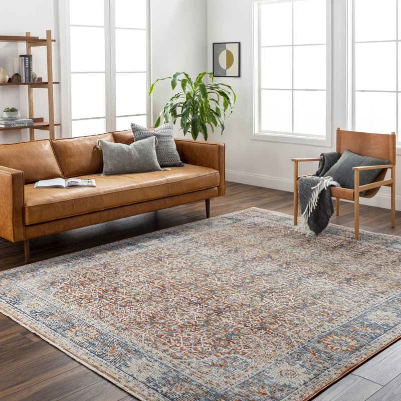Oriental Machine Made Power Loomed Polyester Area Rug in Red/Blue, Rectangle 11'11" x 15'7"