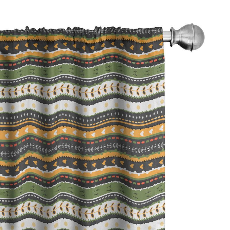 Tribal Semi-Sheer Rod Pocket Curtain Panels, 28" x 95"