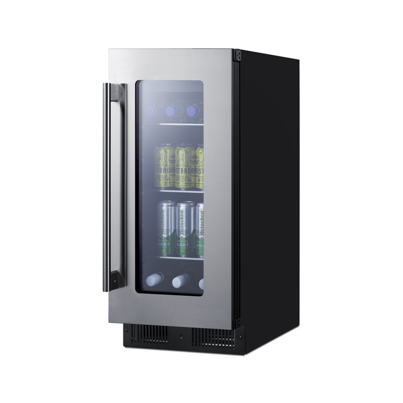 Summit Appliance 14.75'' W Convertible 30 Cans (12 oz.) 2.3 Cubic Feet Beverage Cooler with Reversible Glass Door, Black