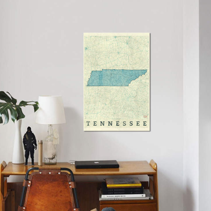 « tennessee map », impression sur toile, H 26 po x l 18 po x P 1,5 po, Toile tendue, Pas de tapis