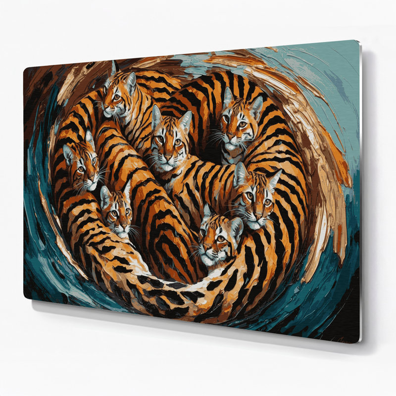 «Cats Toyger», art mural en métal noir, H 11 po x l 14 po