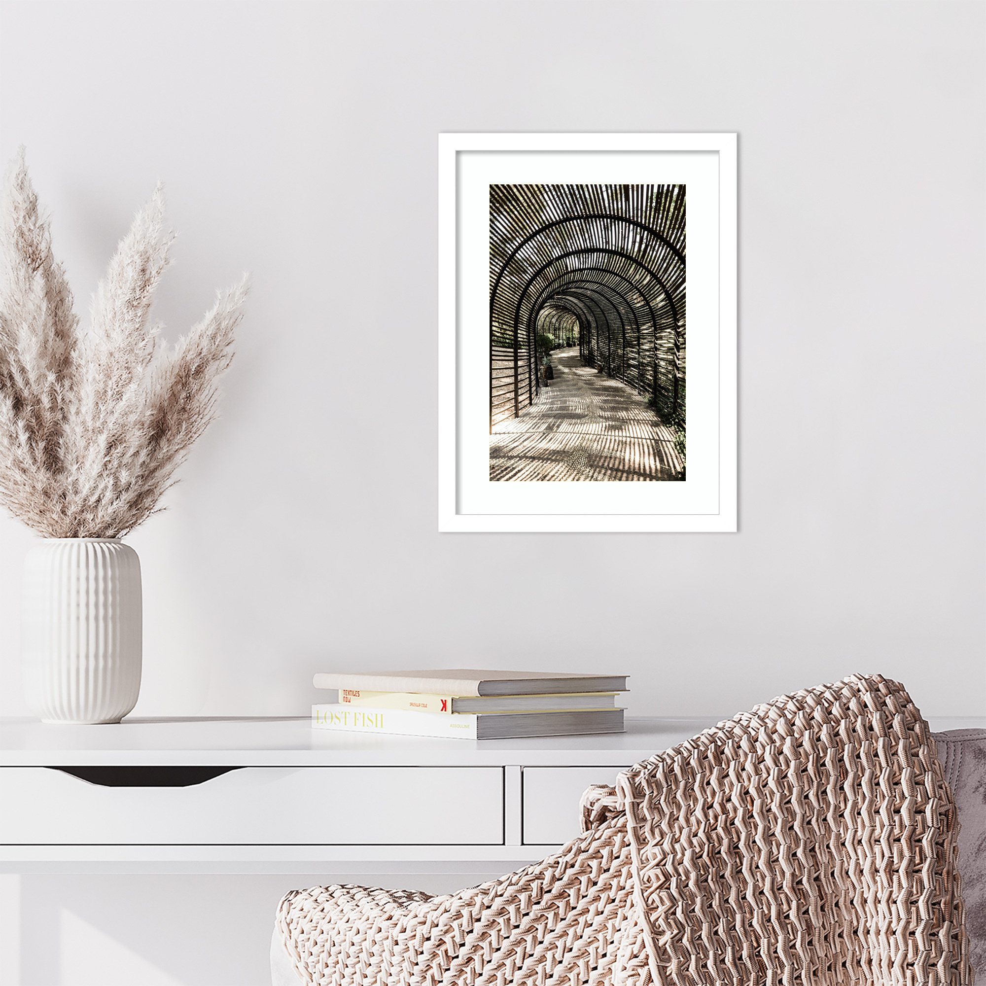 Shadow Garden by Shot by Clint Wood Framed Wall Art Print, 17" H x 13" W, White 