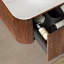 Meuble-lavabo de salle de bain 30 po avec lavabo, lavabo à fixation murale à bords arrondis flottants avec tiroir, lavabo en céramique blanc sans robinet, pré-assemblé, couleur grain de bois noyer foncé