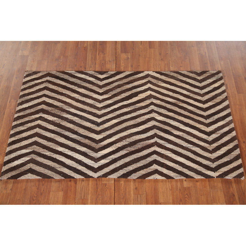 Tapis à motif de chevrons style oriental Kilim 3 x 5