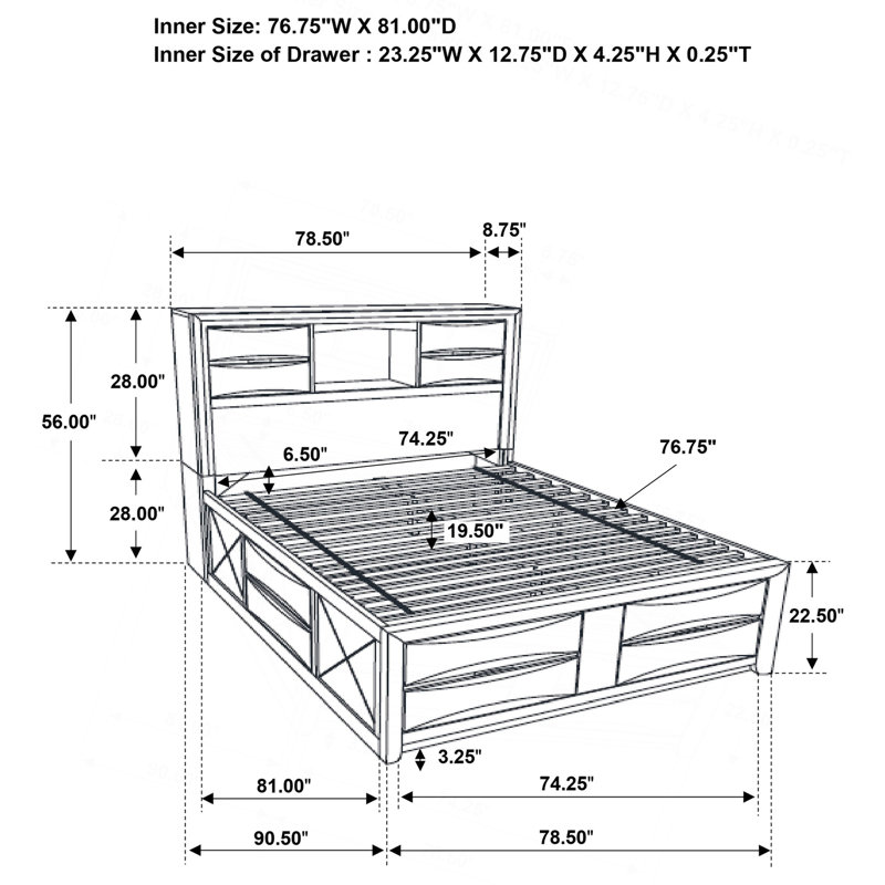Black Eastern King Storage Bed