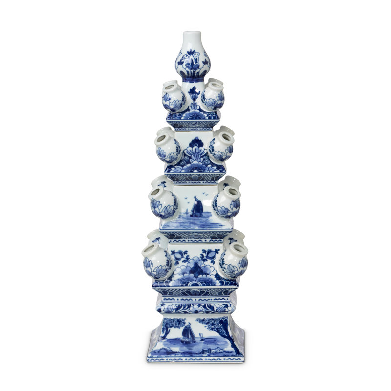 Imperial Ceramic Chinoiserie Tulip Vase, Blue And White